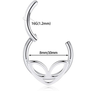 Alien Face <b>Nose</b> Ring 316 Stainless Steel Gold Color Piercing Jewelry For <b>Nose</b> <b>Stud</b> - Product Image 2