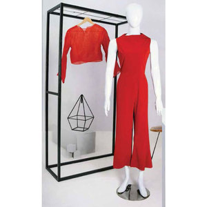Offre Spéciale – Ensemble Deux Pièces Rouge pour Femme : Combinaison Sans Manches à Jambes Larges et Haut Court à Manches Longues en Maille Transparente - Product Image 1