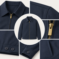 Veste de travail classique en sergé pour homme, avec fermeture éclair, poche sur la manche, col pointu, coupe-vent, vêtement de travail décontracté