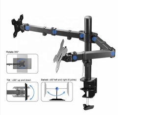 Zeno MT622 Adjustable <strong>Computer</strong> Dual Monitor Holder Arm Clamp Desk Shelf Monitor <strong>Bracket</strong> Laptop Heavy Duty Dual Monitor Stand - Product Image 2