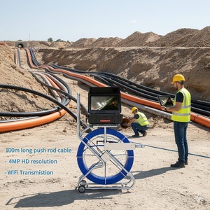 Caméra d'inspection 13,3 pouces avec tige de poussée de 100 m et réglage de mise au point 35PTZ pour la plomberie et les canalisations - Product Image 1
