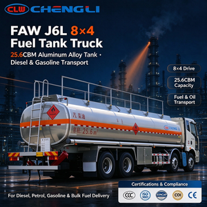 Camión cisterna de aleación de aluminio FAW J6L 8x4 de 26 CBM para transporte de combustible, diésel, gasolina y aceite, para entrega de combustible a granel, con volante a la derecha/izquierda. - Product Image 1