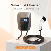 Chargeur mural pour véhicules électriques 7 kW, 11 kW, 22 kW avec application WiFi, 5 certifications, IP65, ABS V0, pour la maison et le commerce