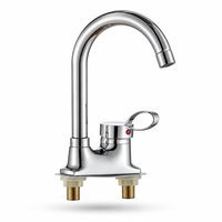 Robinet de lavabo Big Bend en cuivre, monocommande eau froide et chaude, double rotation à 360°, à poser sur comptoir, équipement sanitaire