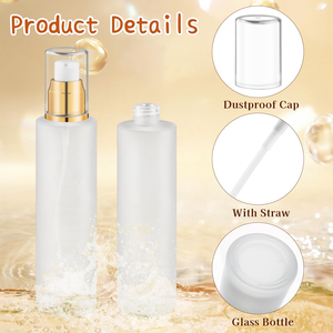 Botella de Spray Cilíndrica Esmerilada de Plástico PET de 30ml/60ml/100ml/150ml/200ml con Cabeza Dosificadora Dorada, Impresión Serigráfica, para Limpiador Facial y Loción - Product Image 2