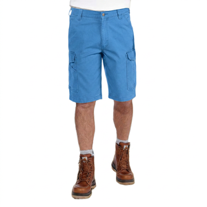 Shorts cargo pour hommes, taille mi-haute, camouflage, 100% coton, style workwear, respirant, fermeture à cordon, longueur bermuda, écologique - Product Image 4