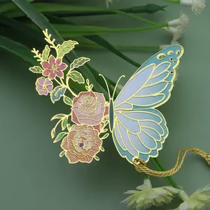 High Quality Hot Sale Cheap Gold Plated Custom Butterfly Design Logo Book Marks For Book