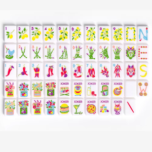 Fichas de Mahjong Unisex Personalizables en Estilo Moderno Contemporáneo, Color Rojo Rosa, para Cuatro Jugadores, Uso Familiar - Product Image 1