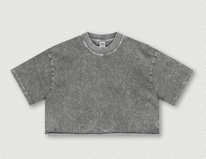 เสื้อยืดผู้หญิงทรงสลิมฟิต ตัดสั้น แต่งยับ สไตล์วินเทจ ผ้าคอตตอน 100% หนานุ่ม พิมพ์โลโก้ตามสั่ง - Product Image 4