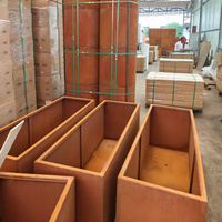 Pot Bunga Logam Bulat Corten Steel, Pot Tanaman Taman Luar Ruangan, Finishing Rust, Dekorasi Lanskap Halaman dan Patio