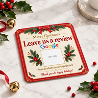 Weihnachts-NFC-Dynamische QR-Code Google-Bewertungskarte Aufkleber für Restaurant Café Tischplatten-Feedback-Schild Individuelles Feiertagsdesign