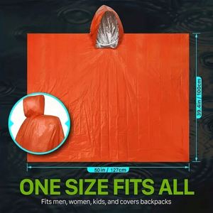 Poncho de Mylar Naranja Impermeable y Cortavientos para Exteriores, para Supervivencia, Aislamiento Térmico, Impermeable - Product Image 3