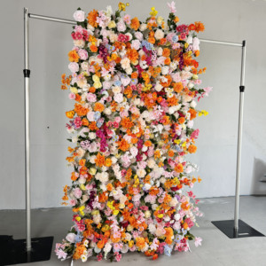 Primavera estate arrotolare il panno colorato della parete del fiore selvatico sullo sfondo arancione multicolore della parete del fiore per la decorazione <span class=keywords><strong>di</strong></span> nozze - Product Image 5
