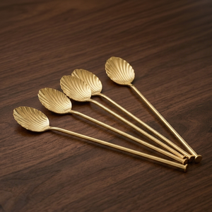 Cuillère à cocktail élégante en acier inoxydable poli or, accessoires de bar de luxe pour mélanger les cocktails - Product Image 1