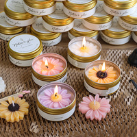 Velas Aromáticas de Cera de Soja en Latas Metálicas, Decoración para el Hogar, Regalo, Velas Perfumadas Hechas a Mano con Forma de Flor de Manzanilla en Frasco
