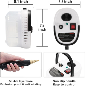 Nettoyeur vapeur électrique portatif, corps en plastique blanc et noir, usage domestique - Product Image 4