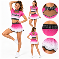 Ensemble d'entraînement de cheerleading rose et blanc personnalisé avec strass, haut court et jupe, uniforme d'entraînement de cheerleading pour filles