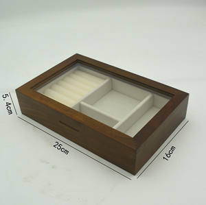 Caja de Almacenamiento de Joyas de Nogal Negro, Caja de Clasificación y Organización de Aretes y Collares, Caja de Exhibición de Anillos de Joyerí<span class=keywords><strong>a</strong></span> de Lujo Ligero - Product Image 4
