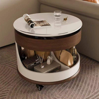Ensemble de table basse ronde en bois de luxe moderne avec tiroirs multifonctions et rangement pour le salon, meubles de maison