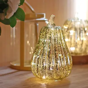 Halloween Glas dekorative Party Kürbis mit LED Licht Weihnachten Kürbis Glas Lampe