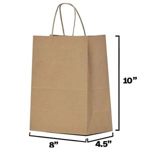 Sac cadeau de haute qualité avec poignées, taille moyenne, sac en papier kraft en vrac, sac en papier kraft écologique et durable, sac en papier avec logo imprimé personnalisé - Product Image 2