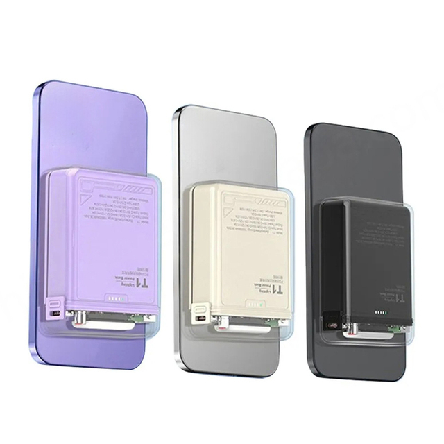 Aluminum Alloy Ultra-thin Magnetic Bank Phone 14/13 Wireless Charger 20W Fast Charging LED Flashlight 10000mAh Magnetic Clip