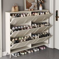 Armoire à chaussures ultra-mince à dessus rabattable Porte noire Meubles d'entrée de style américain pour entrée étroite Couloir Porte-chaussures extérieur
