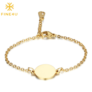 Logo personalizzato Pulsera Personalizada acciaio inossidabile placcato oro gioielli moda <span class=keywords><strong>donna</strong></span> bracciale con incisione in bianco - Product Image 1