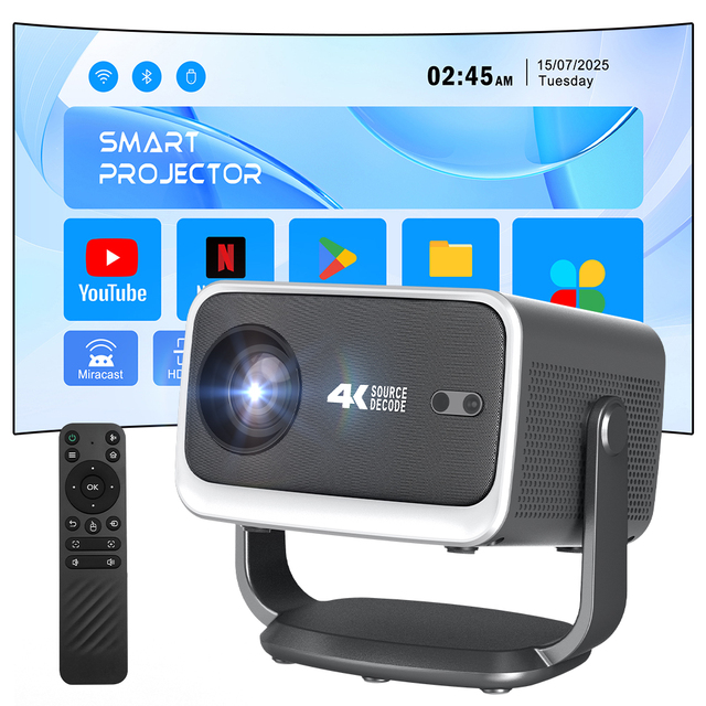 Portable LCD Smart Projector 1080P Projector 4K 500 ANSI LED Android 14 Auto Focus 5G WiFi Home Use