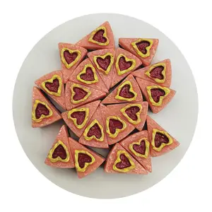 100Pcs/Lot Sweet Heart Triangle Pizza Cake Flatback Resin Cabochons Miniature Dollhouse Food Crafts For Kitchen Room Decor