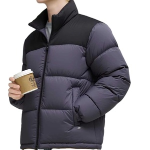 Chaqueta acolchada gruesa <span class=keywords><strong>de</strong></span> invierno para <span class=keywords><strong>hombre</strong></span> con cuello alto, abrigo holgado con cremallera y bloques <span class=keywords><strong>de</strong></span> color, top deportivo informal y cálido. - Product Image 1
