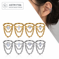 Anting-anting titanium CZ bentuk hati gaya punk untuk pertunangan, anting-anting tulang rawan, anting-anting helix, anting-anting daith, anting-anting hoop, perhiasan tindik grosir OEM