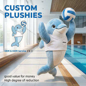 Peluche personnalisée de mascotte de volleyball Dauphin, jouet en peluche doux pour événements - Product Image 1