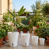 Ensemble de pots à fleurs de haute qualité de plusieurs tailles, en plastique, avec système d'auto-arrosage et pot intérieur transparent pour plantes