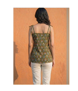 Women Trendy Cotton Blend <b>Kurti</b> with Floral Printed Square Neck Stylish Summer Casual Ethnic Wear Top Wholesale Supplier - Product Image 4