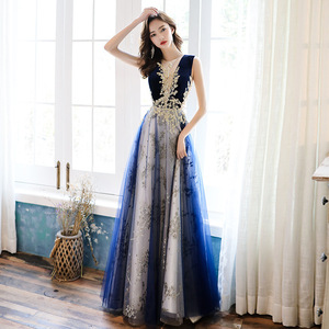 Evening Gown A-Line Chiffon Empire Waist Scoop Neck Long Dress For Banquets Hostess Annual Meetings - Product Image 2