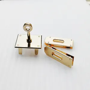 Gold Metal Rectangle Twist Clasp Lock Bag Accessories Lock Fastener Turn Lock