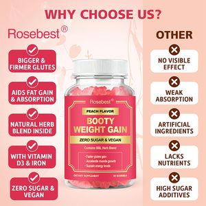 Rosebest OEM Private Label Zuckerfreie Vegane Natürliche Pfirsich-Geschmack Po-Vergrößerungs-Gummibärchen zur Gewichtszunahme für Frauen - Product Image 5