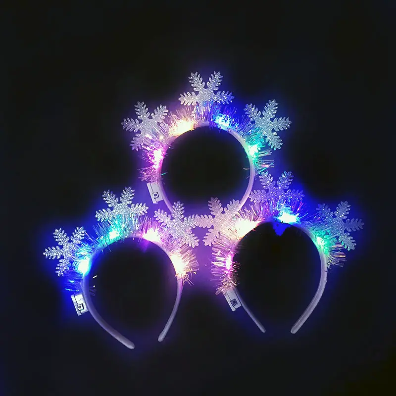 Navidad Niños Adultos Iluminar Copo de nieve Diadema Led Intermitente Copo de nieve Diadema