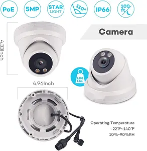 YCX HIK NVR Compatible H.265 Ip66 6MP Built-in Audio/microphone Starlight Dome Camera 24/7 Full Color Turret Colorvu Ip Camera