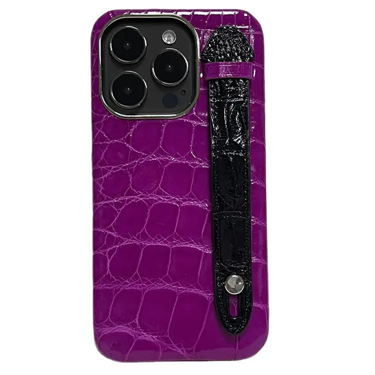 Luxury Elegant design high quality real crocodile skin leather case for iPhone 14 pro max with holder