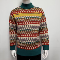 Pull-over en tricot jacquard à col rond pour homme, motif camouflage, manches longues, en laine/acrylique, personnalisé OEM ODM, 800g