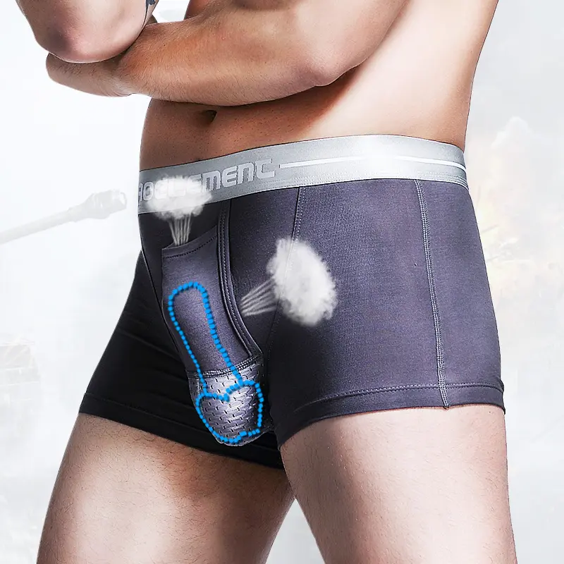 Großhandel benutzer definierte Logo Männer Unterwäsche mit getrennten Kugeln elastische Herren Unterwäsche Slips sexy Boxershorts für Männer Höschen