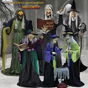 Gran Decoración Eléctrica de Halloween con Sensor de Movimiento para Casa Embrujada o Parque de Atracciones: Bruja de Pie Leyendo un Libro - Product Image 4