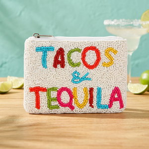 Colorful Beaded Tacos & Tequila Embroidered Fashion Square Zipper Pouch <b>Travel</b> Promotional <b>Gift</b> - Product Image 3