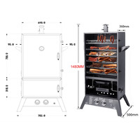 Fumoir commercial, machine à fumer la viande, fumoir à bacon, four à fumer le poisson, machine à fumer argentée multifonction en acier inoxydable 304