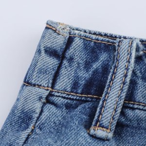 Nouvelle fille chaude rétro Denim Simple mi-taille Culottes <span class=keywords><strong>jupe</strong></span> courte bleu clair Denim Jeans jupes - Product Image 3