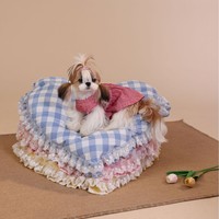 Vêtements pour chiens en gros : Robe à carreaux tendance 2026 pour petits chiens et chats, style coréen, vêtements pour chiots, nouvelle collection printemps-été