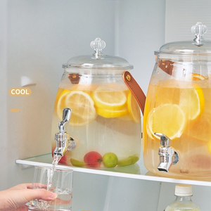 Carafe à boisson froide transparente grande capacité en plastique écologique avec <span class=keywords><strong>robinet</strong></span> pour thé aux fruits et boissons aux herbes – Design moderne - Product Image 4