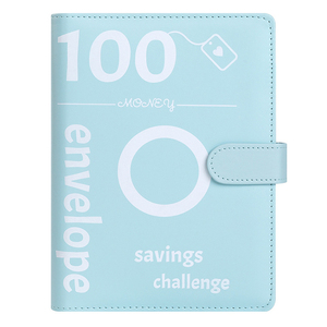 A5 PU Impresión bajo demanda Ahorre dinero Planificador Challenger Carpeta Libro Vacaciones 100 Sobres Ahorro Desafío - Product Image 1